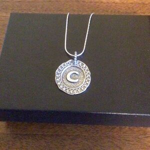 Sterling Silver Initial C Pendant & Chain